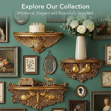 American Art Décor Ornate Animal Wall Mounted Floating Shelf