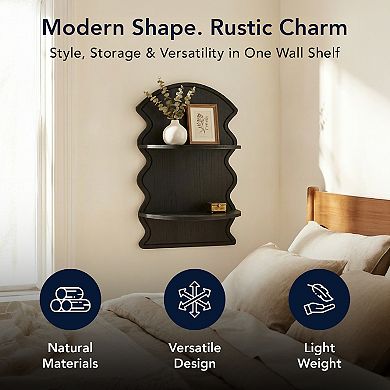 American Art Décor Wavy Arched 2-Tier Floating Shelf