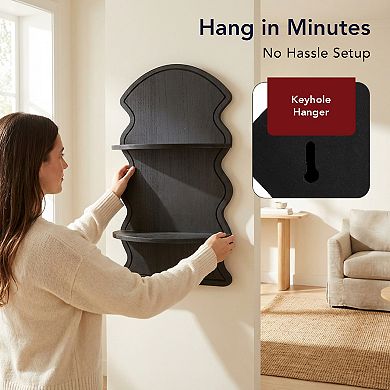 American Art Décor Wavy Arched 2-Tier Floating Shelf