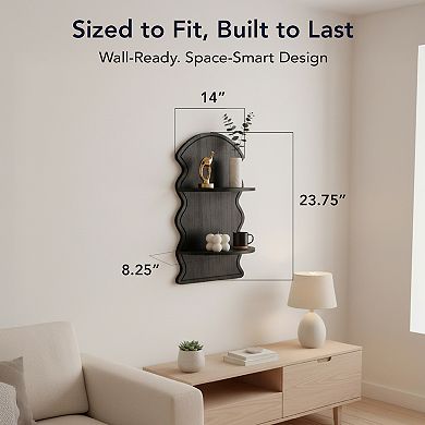 American Art Décor Wavy Arched 2-Tier Floating Shelf