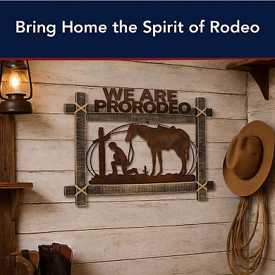 American Art Décor Rustic Framed Cowboy & Horse Metal Wall Art