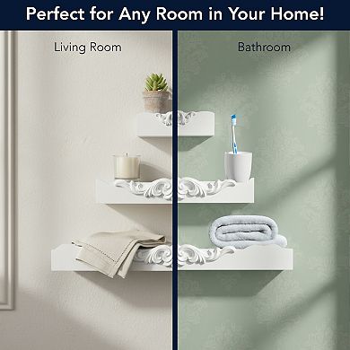 American Art Décor Ornate 3-Piece Wall Shelf Set