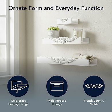 American Art Décor Ornate 3-Piece Wall Shelf Set