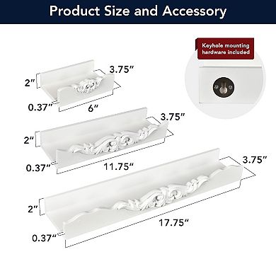 American Art Décor Ornate 3-Piece Wall Shelf Set