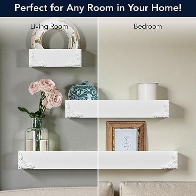 American Art Décor Ornate French Trim 3-Piece Wall Shelf Set