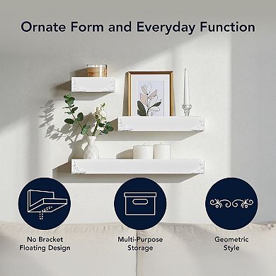 American Art Décor Ornate French Trim 3-Piece Wall Shelf Set