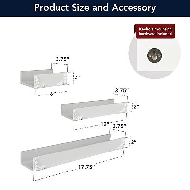 American Art Décor Ornate French Trim 3-Piece Wall Shelf Set