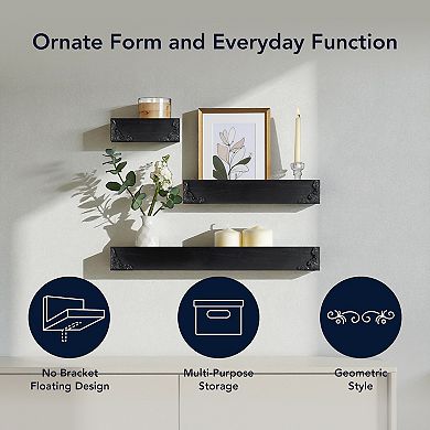 American Art Décor Ornate Trim 3-Piece Wall Shelf Set