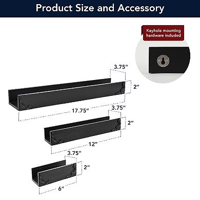 American Art Décor Ornate Trim 3-Piece Wall Shelf Set