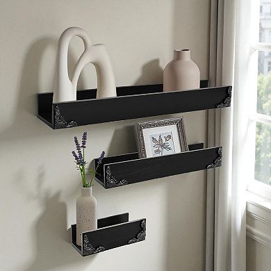 American Art Décor Ornate Trim 3-Piece Wall Shelf Set