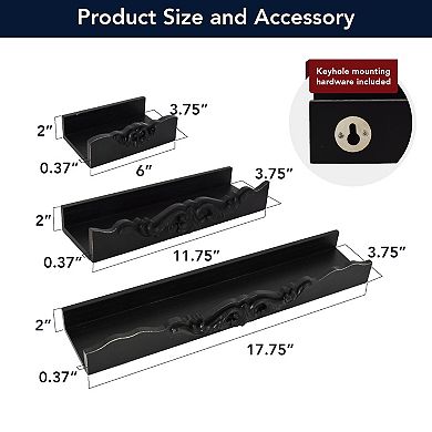 American Art Décor 3-Piece Floating Wall Shelf Set