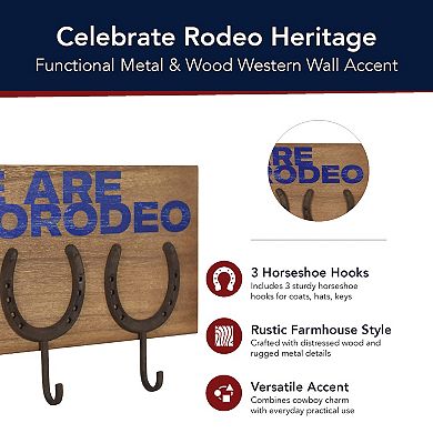 American Art Décor Rustic Horseshoe 3-Hooks Wall Décor