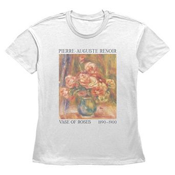Women's Renoir Vase Of Roses Short Sleeve Basic Fit Tee