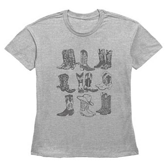 Women's Cowgirl Boots Collage Graphic Tee