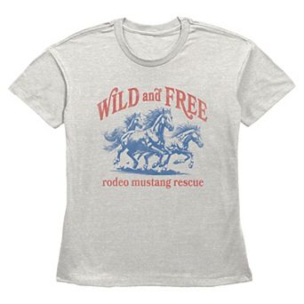 Women's Wild And Free Mustangs Short Sleeve Graphic Tee