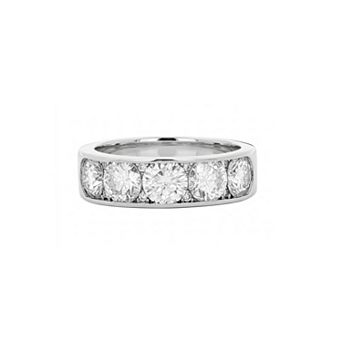 PRIMROSE Fine Silver-Plated Lab-Created Moissanite Channel Band Ring