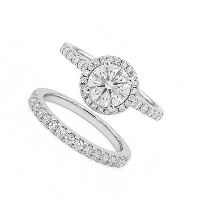 PRIMROSE Fine Silver-Plated Lab-Created Moissanite Double Band Ring Set