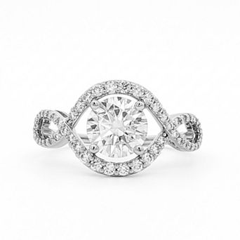 PRIMROSE Fine Silver-Plated Lab-Created Moissanite Twist Ring