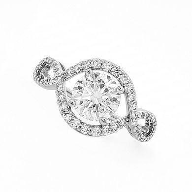 PRIMROSE Fine Silver-Plated Lab-Created Moissanite Twist Ring
