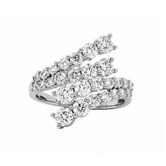 PRIMROSE Fine Silver-Plated Lab-Created Moissanite Bypass Ring