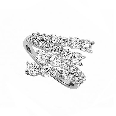 PRIMROSE Fine Silver-Plated Lab-Created Moissanite Bypass Ring