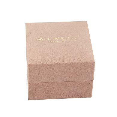 PRIMROSE Fine Silver-Plated Lab-Created Moissanite Round Halo Stud Earrings