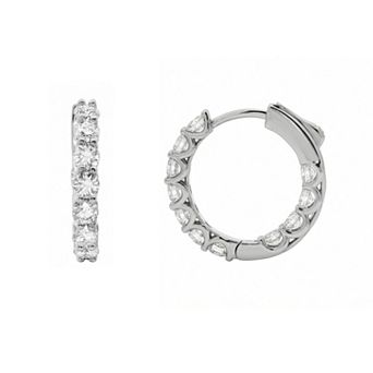 PRIMROSE Fine Silver-Plated Lab-Created Moissanite Hoop Earrings