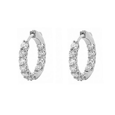 PRIMROSE Fine Silver-Plated Lab-Created Moissanite Hoop Earrings