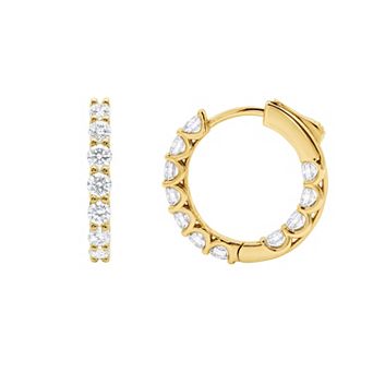 PRIMROSE Fine Silver-Plated Lab-Created Moissanite Hoop Earrings