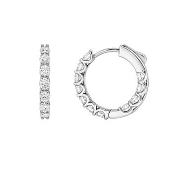 PRIMROSE Fine Silver-Plated Lab-Created Moissanite Hoop Earrings