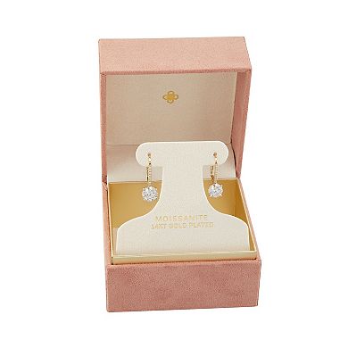PRIMROSE 14k Gold Flash Plated Lab-Created Moissanite Leverback Earrings