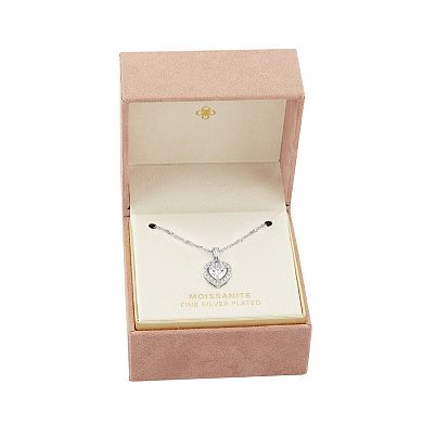 PRIMROSE Fine Silver-Plated Lab-Created Moissanite Heart Pendant Necklace