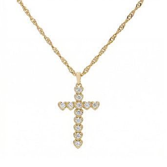 PRIMROSE 14k Gold Flash Plated Lab-Created Moissanite Multi Heart Pendant Necklace