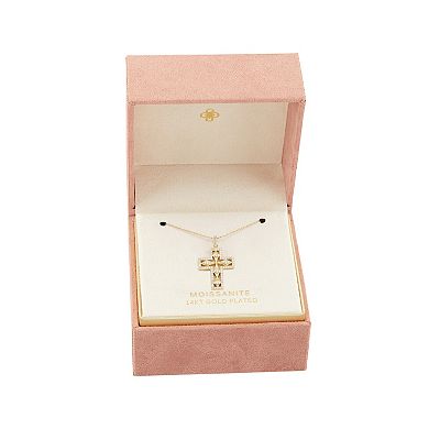 PRIMROSE 14k Gold Flash Plated Lab-Created Moissanite Cross Pendant Necklace