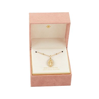 PRIMROSE 14k Gold Flash Plated Lab-Created Moissanite Religious Medallion Pendant Necklace