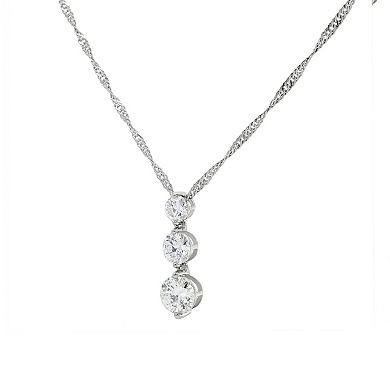 PRIMROSE Fine Silver-Plated Lab-Created Moissanite Singapore Chain Pendant Necklace & Stud Earrings Set