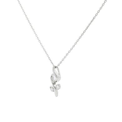 PRIMROSE Fine Silver-Plated Lab-Created Moissanite Flower Pendant Necklace & Stud Earrings Set