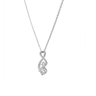 PRIMROSE Fine Silver-Plated Lab-Created Moissanite Cable Chain Pendant Necklace & Stud Earrings Set