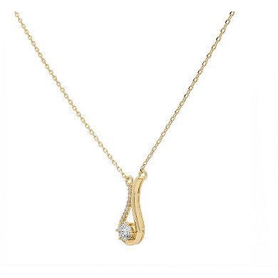 PRIMROSE 14k Gold Flash Plated Lab-Created Moissanite Teardrop Necklace & Stud Earrings Set with Jewelry Organzier