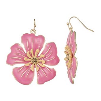 Gold Tone Flower Drop Earrings