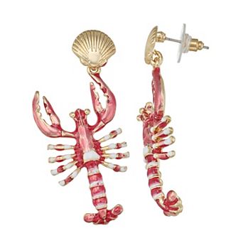 Gold Tone Lobster Shell Earrings