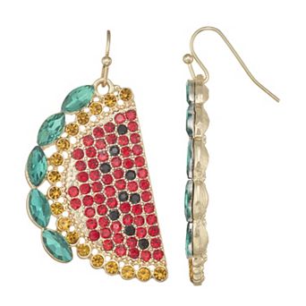 Gold Tone Watermelon Drop Earrings