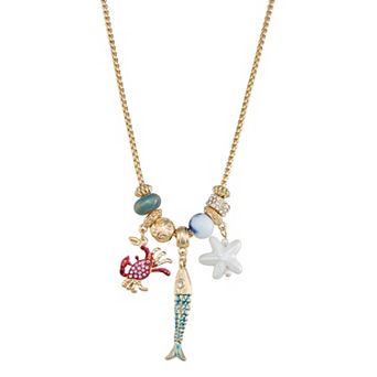 Gold-Tone Sea Life Cluster Charm Necklace