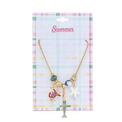 Gold-Tone Sea Life Cluster Charm Necklace