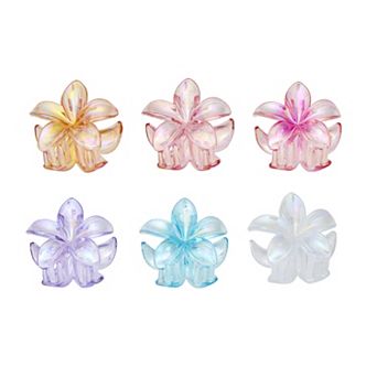 6-Pack Iridescent Flower Claw Clips