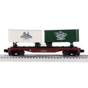 Lionel Hogsmeade O Gauge Model Train Flatcar with 2 Piggyback Trailers