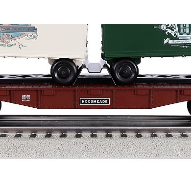 Lionel Hogsmeade O Gauge Model Train Flatcar with 2 Piggyback Trailers