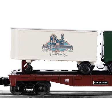 Lionel Hogsmeade O Gauge Model Train Flatcar with 2 Piggyback Trailers