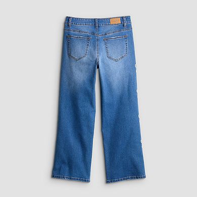 Girls 7-16 Gogo Star Side Bow Embroidered Wide Leg Jeans