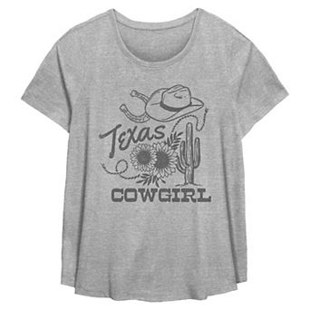 Plus Size Missy Plus Texas Cowgirl Short Sleeve Scoop Hem Flow Tee